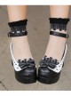 Hollow Out Heart Shape White Lace Bowknot Sweet Lolita Black High Heel Shoes