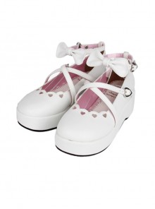 White Bowknot Round-toe Lolita High Heel Shoes