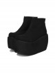 Pure Black Front Zipper Punk Lolita Platform Short Boots