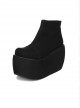 Pure Black Front Zipper Punk Lolita Platform Short Boots