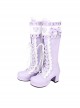 Sweet Lace Bowknot Heart-shaped Round-toe Lolita High Boots