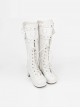 Sweet Lace Bowknot Heart-shaped Round-toe Lolita High Boots