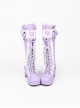 Sweet Lace Bowknot Heart-shaped Round-toe Lolita High Boots