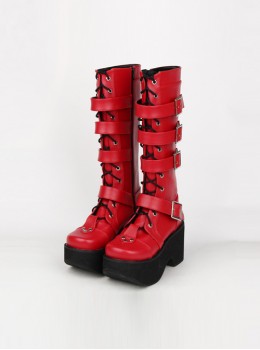 Punk Gothic Rivets Lace-up High Boots