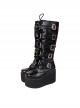 Punk Black Cross Ornament Lace-up Lolita High Boots