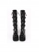 Punk Black Cross Ornament Lace-up Lolita High Boots