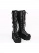 Punk Black Cross Ornament Lace-up Lolita High Boots