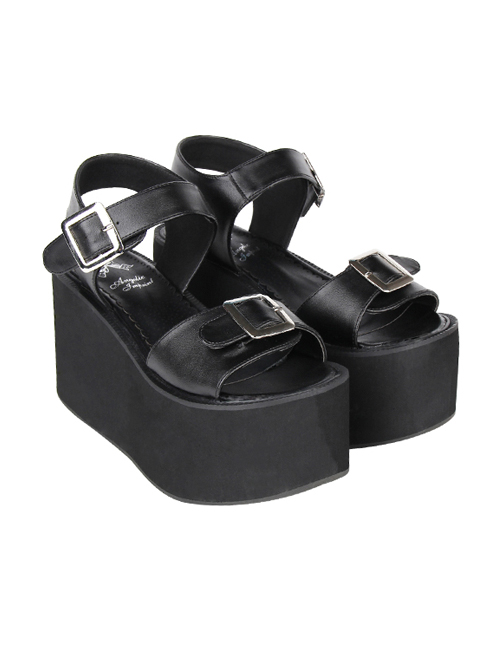 Black And White Sweet Lolita Platform Sandals