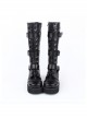 Punk Black Belt Buckle Lace-up Lolita Middle Barrel Boots