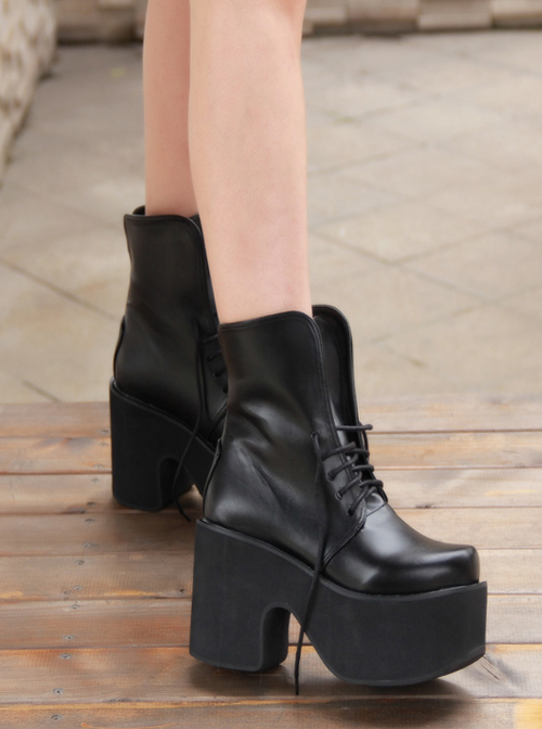 Punk Black Thick Bottom Platform Heel Lolita Boots