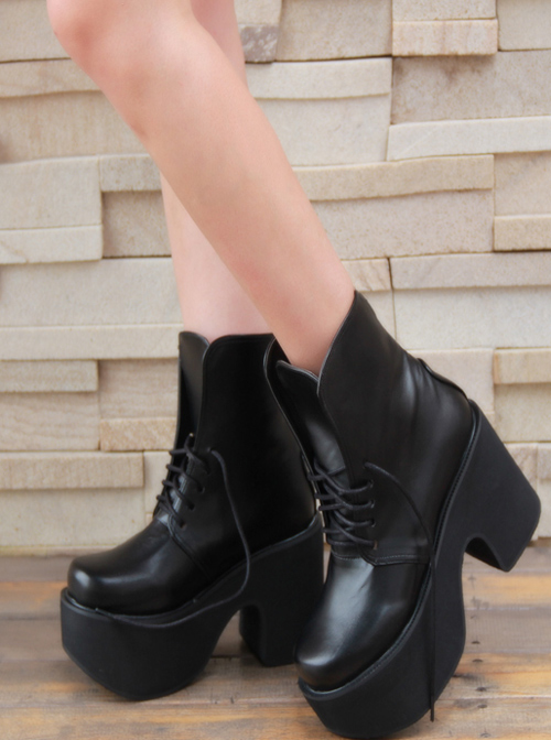 Punk Black Thick Bottom Platform Heel Lolita Boots