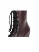 Brown Round-toe Lace-up Thick Bottom Lolita Middle Barrel Boots