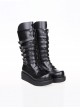 Punk Black Leather Belt Buckle Lace-up Lolita High Boots