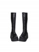 Concise Lace-up Black Lolita High Boots