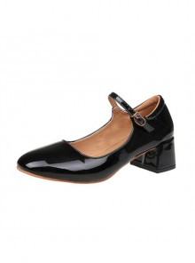 Retro Square-toe Lolita Mid Heel Shoes