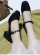 Retro Square-toe Lolita Mid Heel Shoes