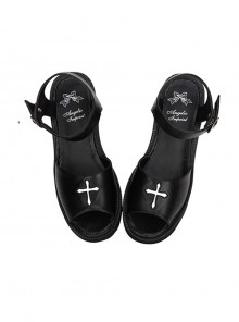 Crucifix Black Gothic Lolita Platform Sandals