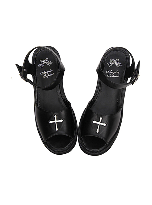 Crucifix Black Gothic Lolita Platform Sandals