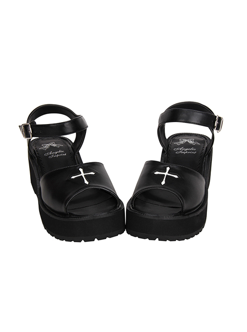 Crucifix Black Gothic Lolita Platform Sandals