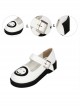 Smiling Face Pattern White Buckle Band Lolita Flat Shoes