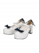 Navy Style Light Blue And Dark Blue Lolita Round-toe High Heel Shoes