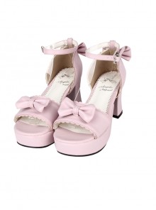 Pink Concise Bowknot Sweet Lolita High Heel Sandals