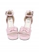 Pink Concise Bowknot Sweet Lolita High Heel Sandals