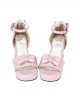 Pink Concise Bowknot Sweet Lolita High Heel Sandals