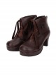 Brown Gear Decoration Lace-up Lolita High Heel Short Boots