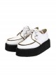 Punk White Zipper Decoration Lace-up Lolita Platform shoes