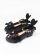 Black PU Bowknot Rabbit Ears Sweet Lolita Thick Heel Shoes