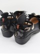 Black PU Bowknot Rabbit Ears Sweet Lolita Thick Heel Shoes