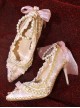 Exquisite Rose Pendant Pink Pointed-toe Classic Lolita pink High Heel Shoes