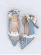 Light Blue Suede Exquisite Pearl Decoration Classic Lolita High Heel Shoes