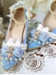 Light Blue Suede Exquisite Pearl Decoration Classic Lolita High Heel Shoes