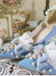 Light Blue Suede Exquisite Pearl Decoration Classic Lolita High Heel Shoes