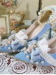 Light Blue Suede Exquisite Pearl Decoration Classic Lolita High Heel Shoes