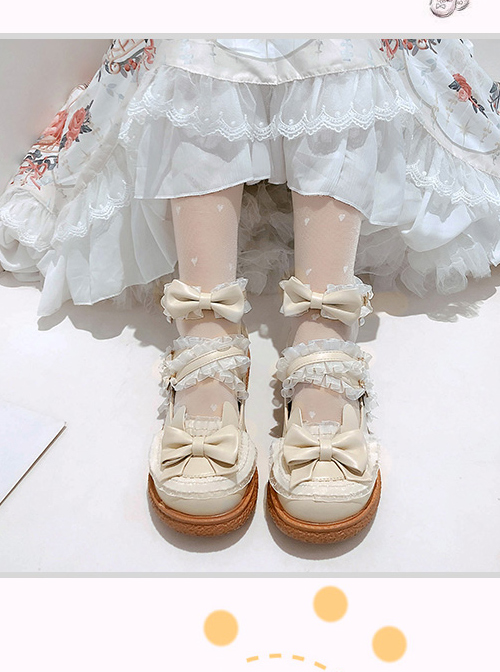 Cute Bowknot Round-toe Rabbit Ears Sweet Lolita Flat Shoes