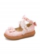 Round-toe Small Pompom Pendant Cute Bowknot Sweet Lolita Flat Shoes