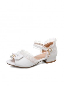 Pearl Pendant Bowknot Sweet Lolita Summer Peep Toe Sandals 