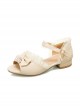 Pearl Pendant Bowknot Sweet Lolita Summer Peep Toe Sandals 