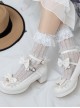 Bowknot White Frills Sweet Lolita Easy Matching High Heel Shoes