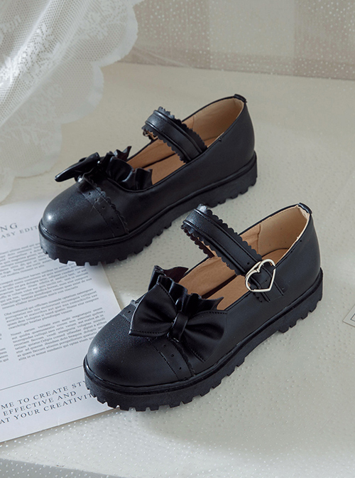 Bowknot Round-toe School Lolita Easy Matching Uniform Shoes