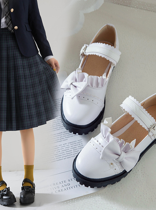 Bowknot Round-toe School Lolita Easy Matching Uniform Shoes