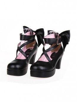 Pure Color Cute Bowknot Sweet Lolita High Heel Shoes