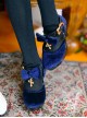 Velvet Cross Bowknot Classic Lolita High Heel Shoes