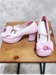 Pink And White Bowknot Small Bells Lolita High Heel Shoes