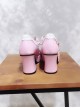 Pink And White Bowknot Small Bells Lolita High Heel Shoes