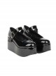 Black Little Round-toe Shallow Mouth Lolita High Heel Shoes