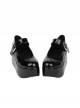 Black Little Round-toe Shallow Mouth Lolita High Heel Shoes